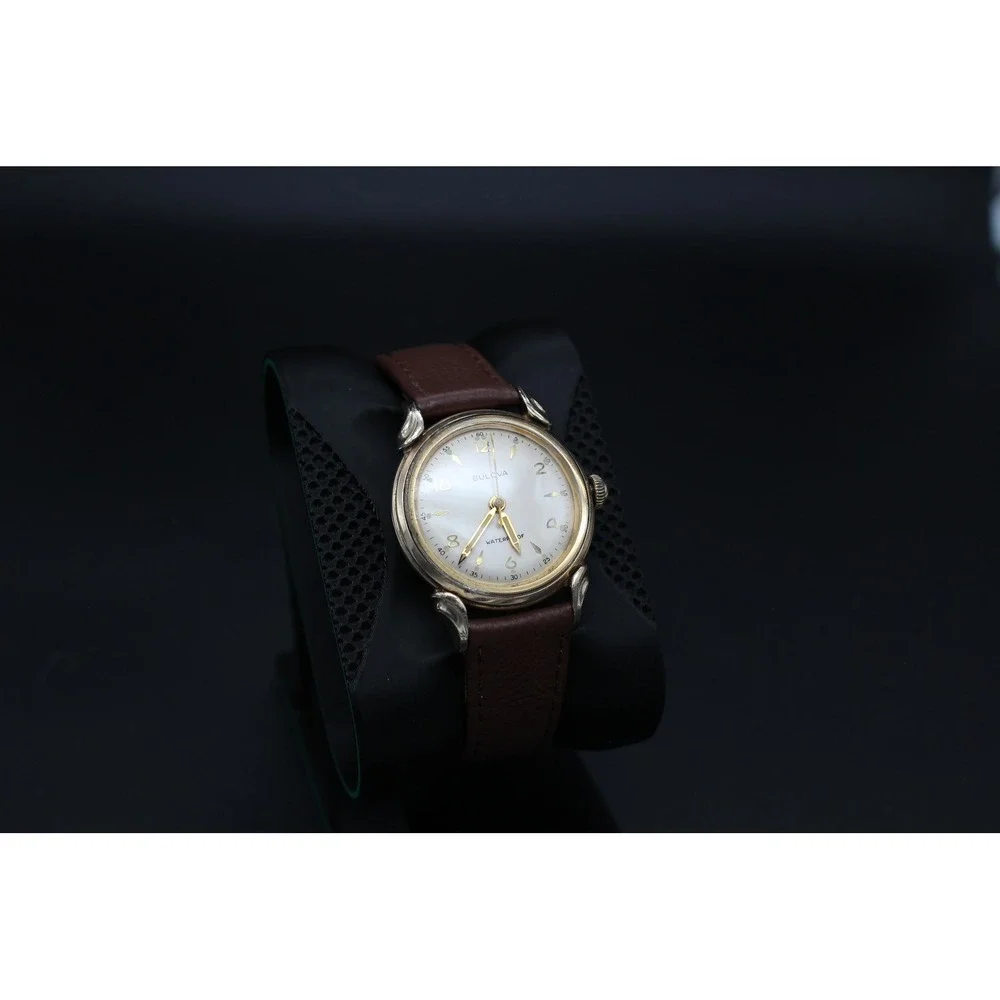 Vintage Bulova Waterproof Dress Watch 32mm Runs Well New Strap 1959